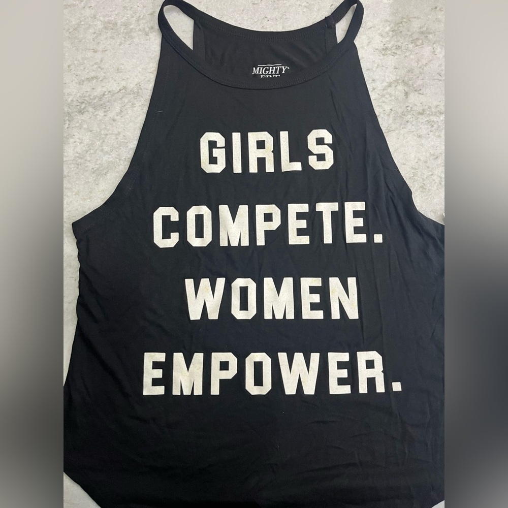 Mighty Fine Black Muscle Tank with White Text